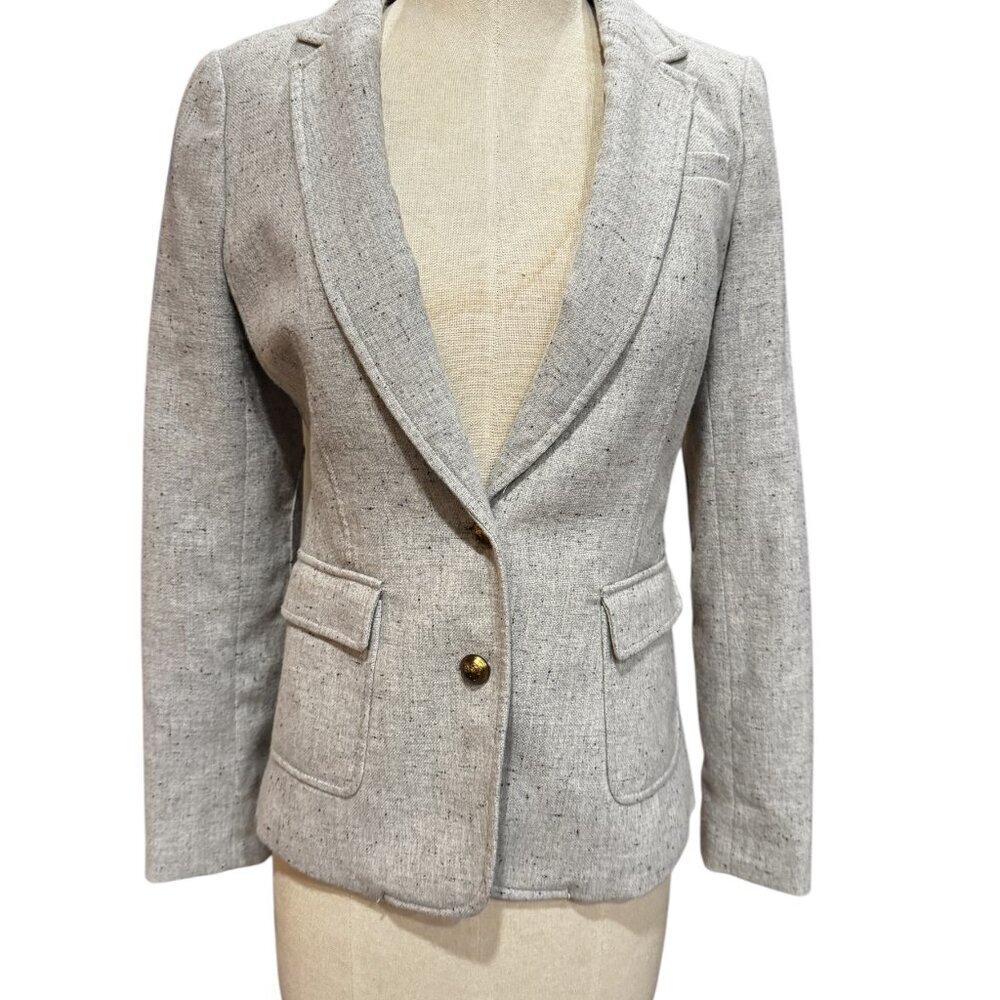 Banana Republic Wool Blend Hackney Blazer Riding Jacket Size 4 Neutral Tweed